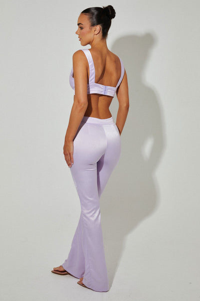 Satin Fit and Flare Trousers in Heather