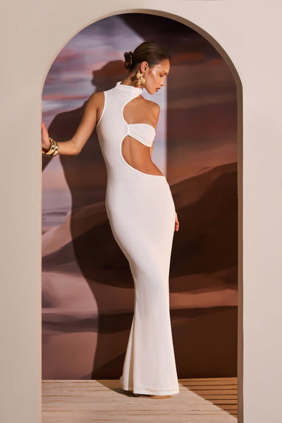TEXTURED CUT OUT MAXI IN WHITE