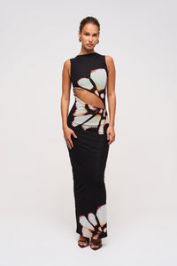 SLASH DETAIL MAXI DRESS IN DESERT ROSE