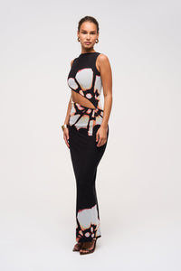 SLASH DETAIL MAXI DRESS IN DESERT ROSE