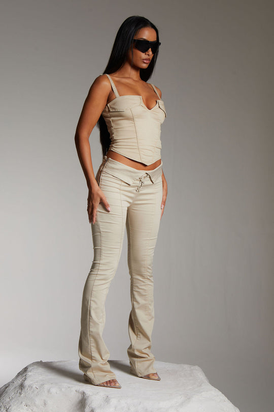 LACE UP TROUSERS IN STONE